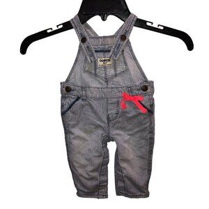 Oshkosh Bgosh Baby Girls Size 6M Blue Striped Pink Ribbon Bib Overalls Pants 6 M